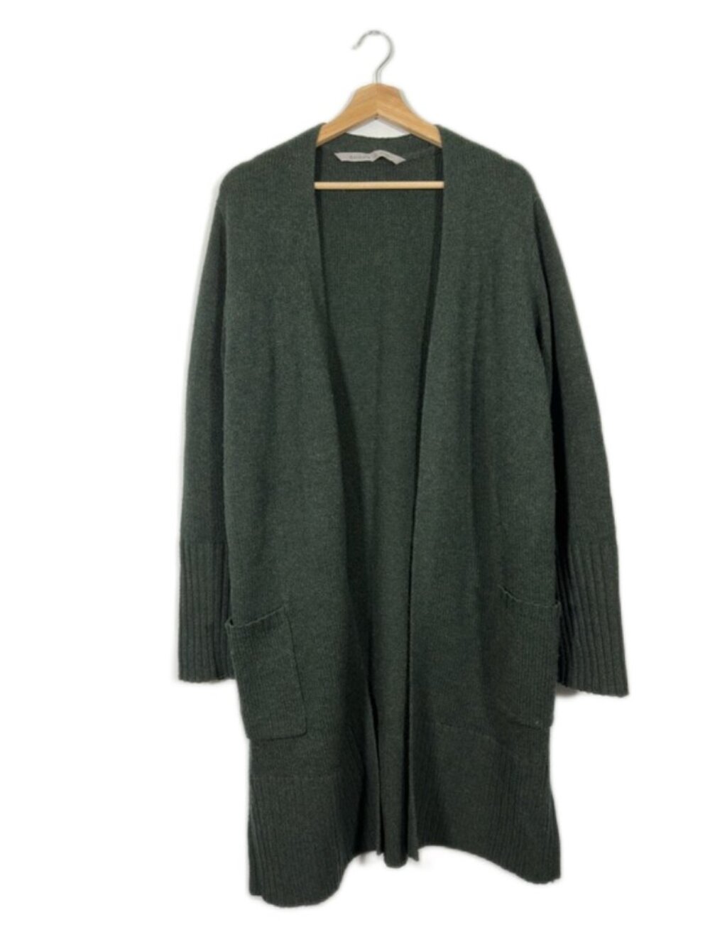 Athleta Women's Merino Wool Duster Cardigan Sweater Long Size XL Green Cozy Warm